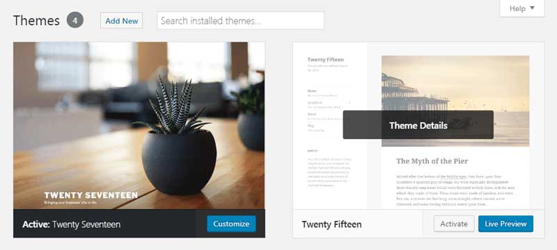 activate WordPress theme