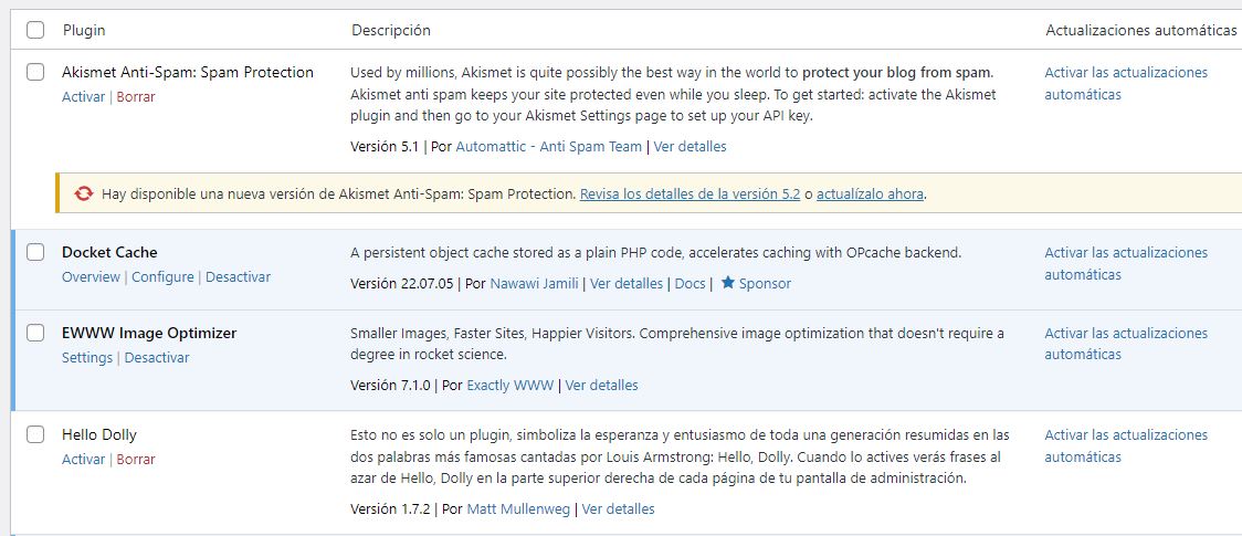 Actualizando Plugins uno a uno.