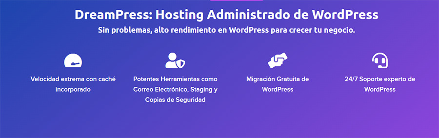 Características de los planes de alojamiento administrado para WordPress, DreamPress