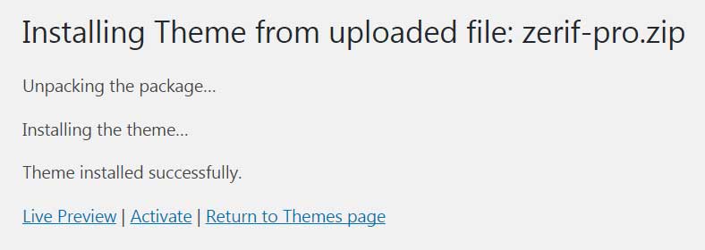 install a WordPress theme from a ZIP file