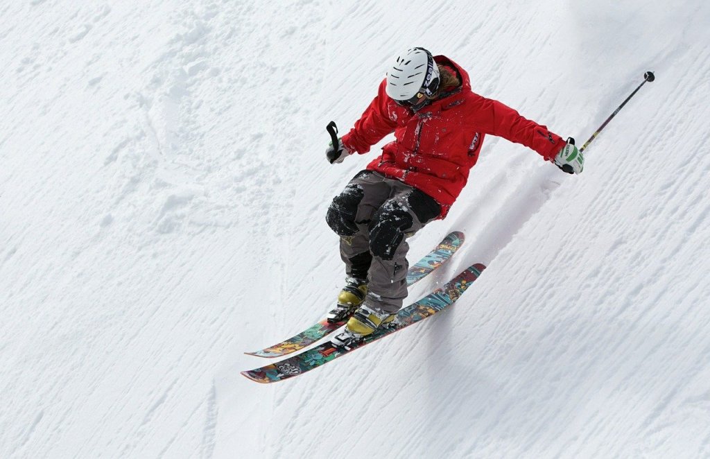 Man skiing down the slope