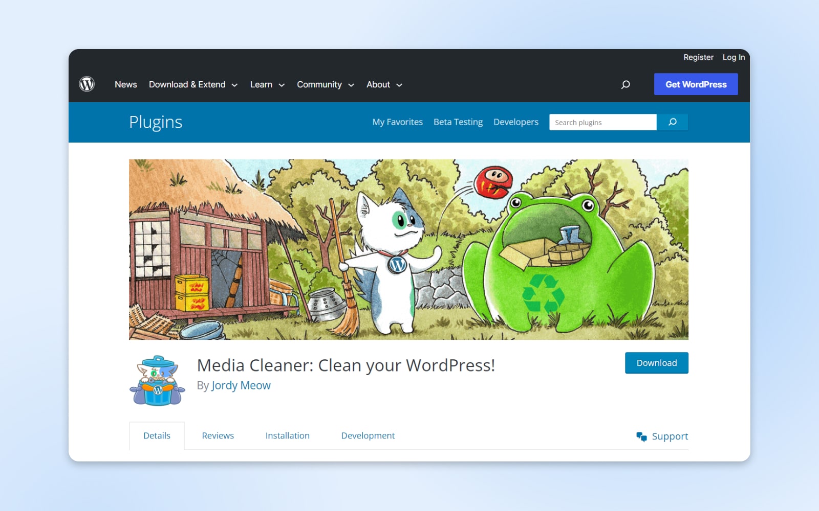 Screenshot of the "Media Cleaner" plugin from the WordPress plugin directory. 