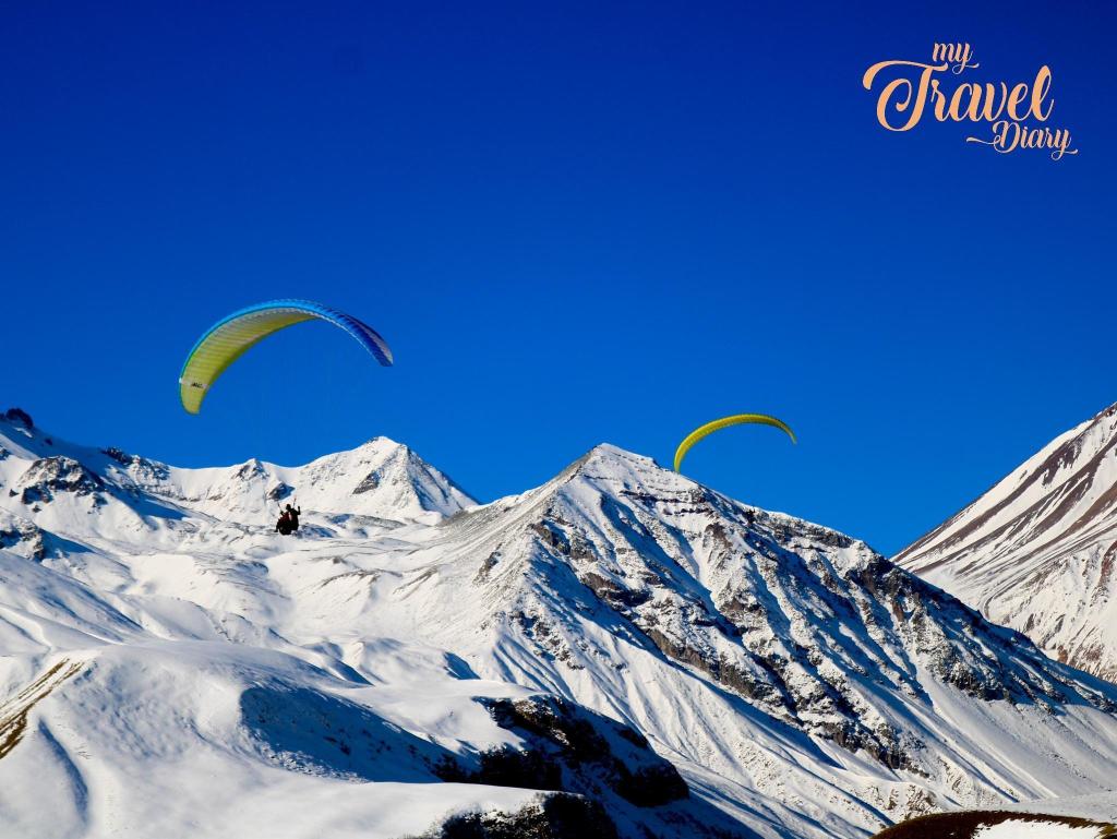 Paragliding, one of the famous activities in Kazbegi
