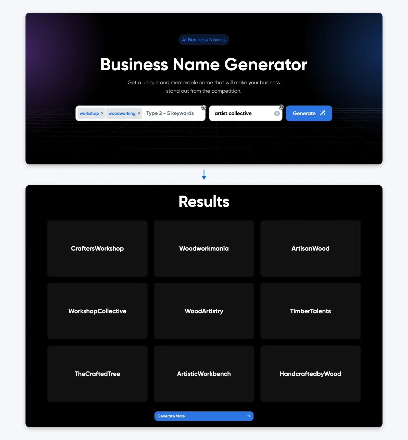 Herramienta Business Name Generator de DreamHost