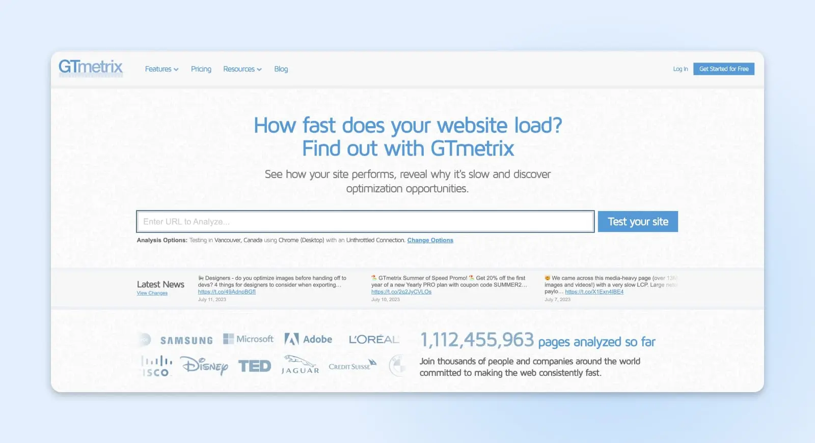 Go To The GTmetrix Website