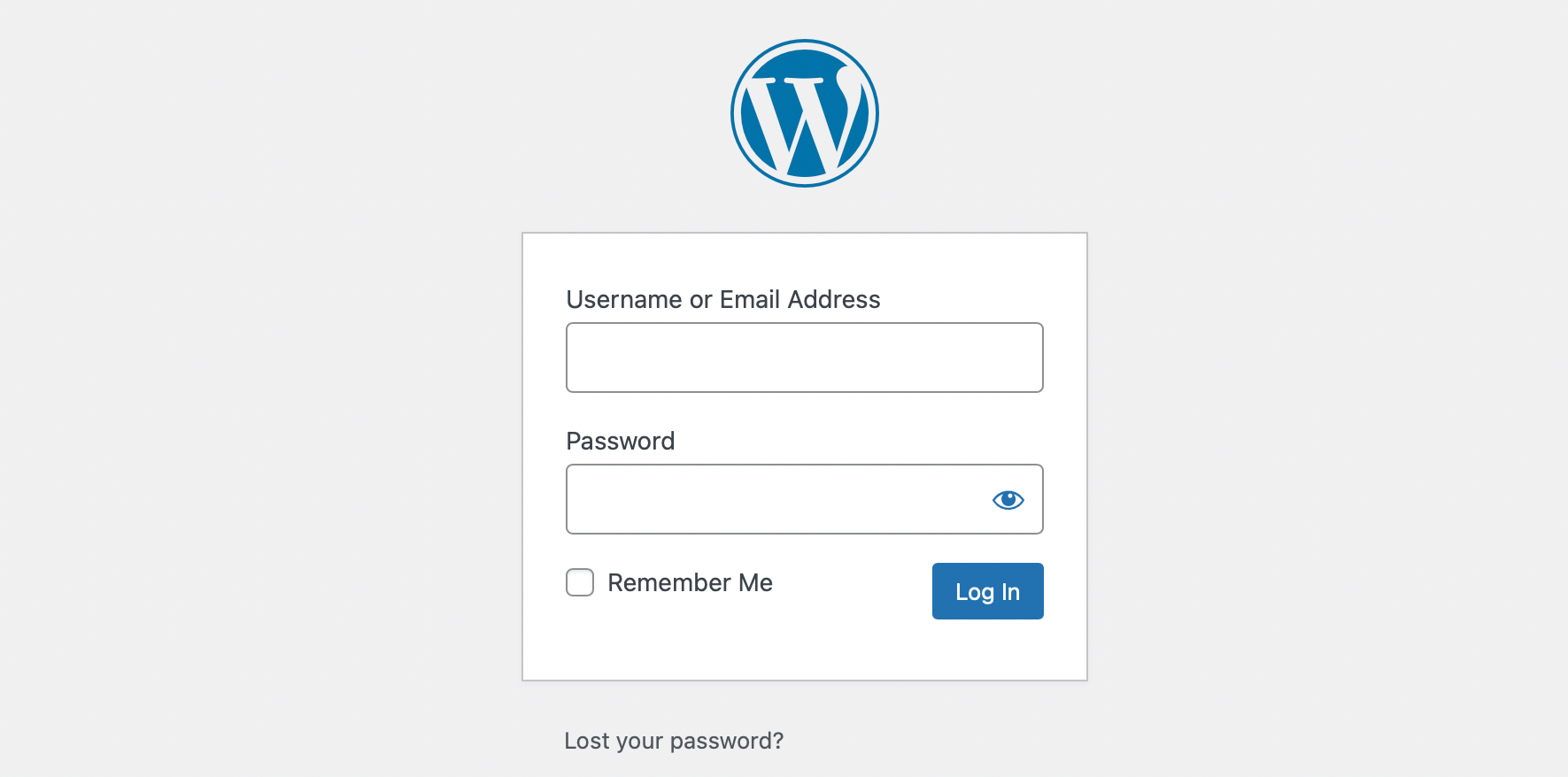 WordPress login page